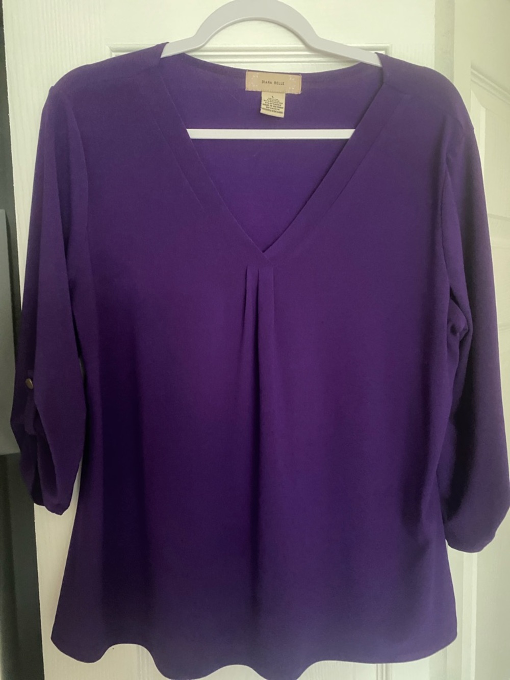Diana Bell V-Neck Pleated Purple Blouse
